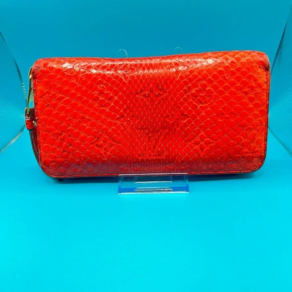 Louis Vuitton Zippy Wallet Round Zipper Long Monogram Exotic Python Orange - Picture 2 of 12